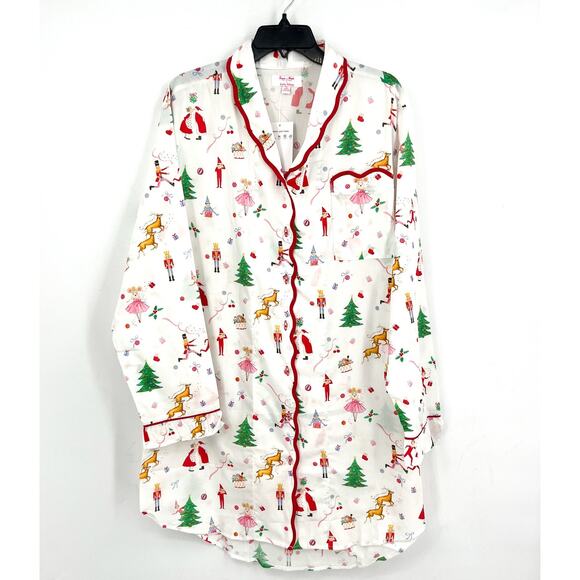 SANT AND ABEL X KATHY HILTON Christmas Magic Print Nightshirt XL White Multi NWT - Picture 2 of 9